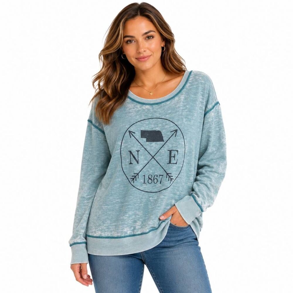 Maurices Large Nebraska 1867 Graphic Sweatshirt Blue